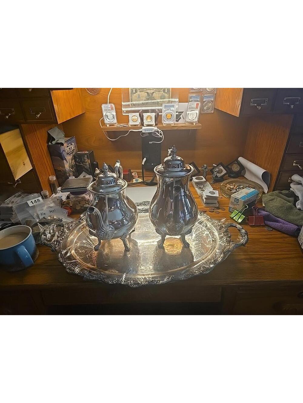Sheridan Silverplated Coffee And Tea Pot With Tray